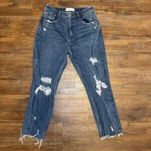 Abercrombie & Fitch Distressed Blue Ankle Jeans